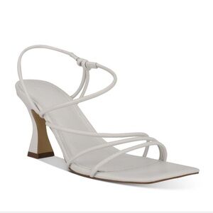 Marc Fisher White Strappy Square-Toe Heel Sandal